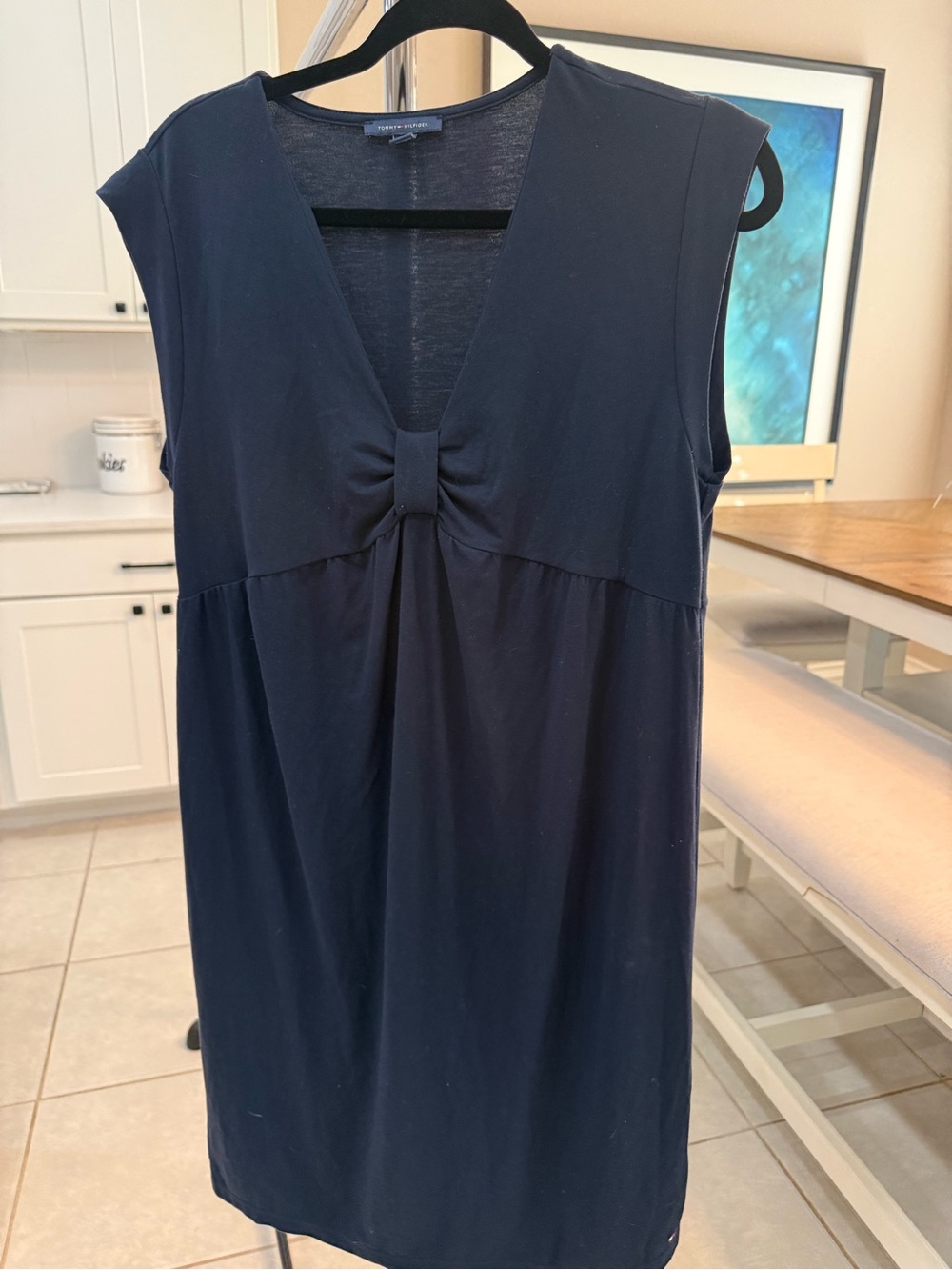 🌙 Tommy Hilfiger Navy Sleeveless Knot‑Front Dress – Size Large